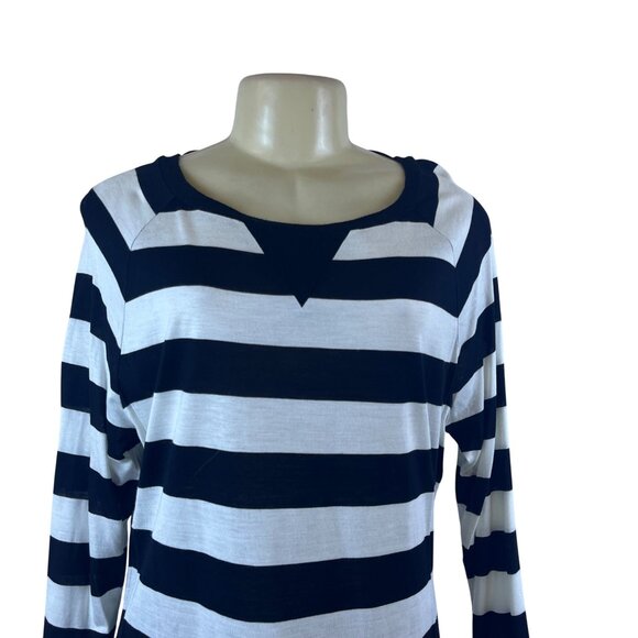 INC Black & White Striped Blouse 3/4 Sleeve Relaxed Fit Casual Sz XL - New - Picture 4 of 9